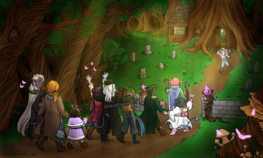 "Home". A print celebrating the finale episode of Critical Role's Campaign 2. Drawn days before the final episode ran on Twitch.